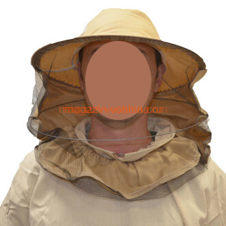 Сетка лицевая пчеловодная, полуоткрытая ткань плотная х/б, цвет КАКАО