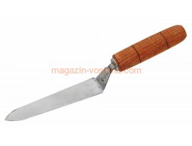 Нож пчеловодный 12 для распечатывания рамок, 130мм, с нижней заточкой, деревянная ручка